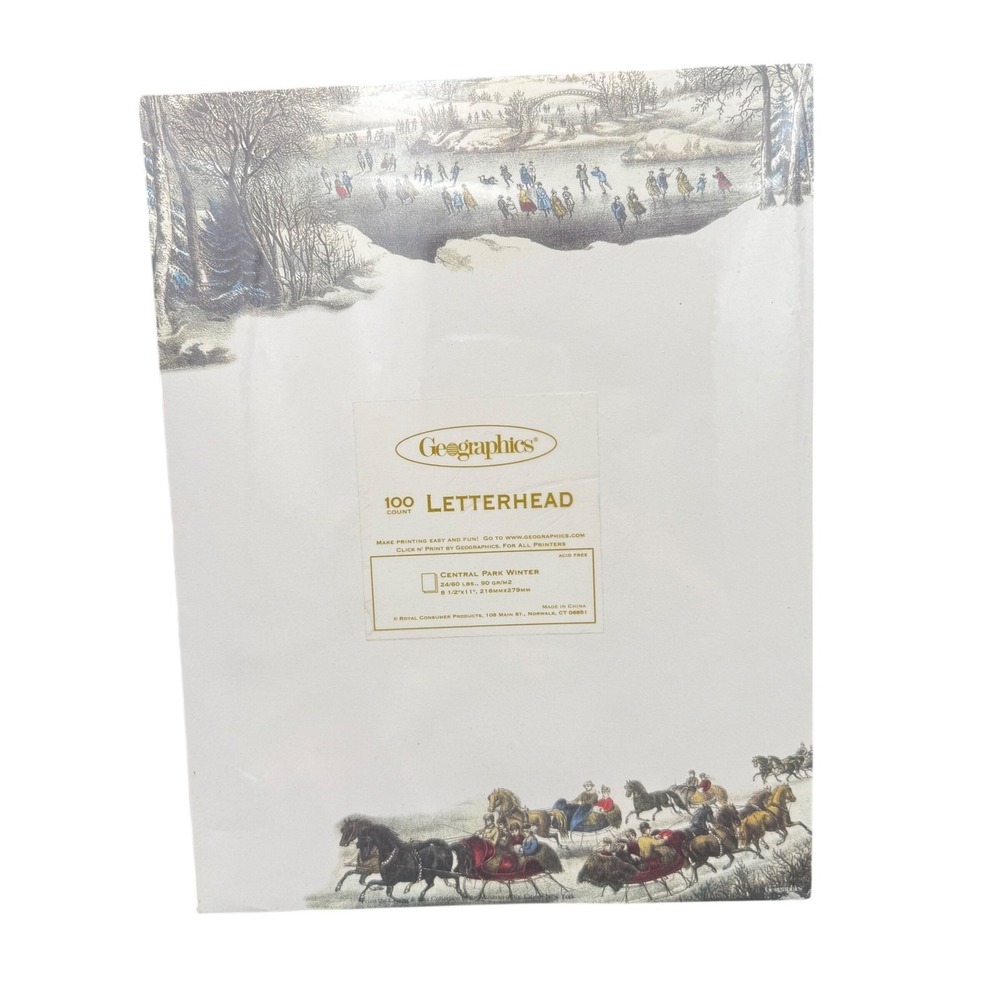 Geographics Central Park Winter Letterhead 100 Count 8.5x11 Christmas Paper